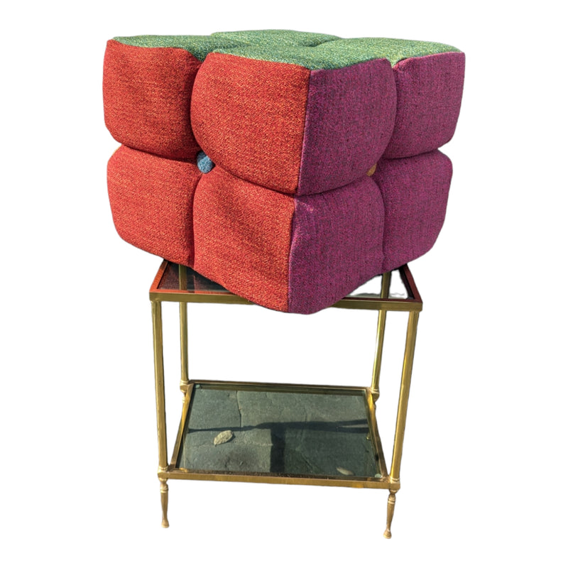 Mid century stool ottoman multi colour