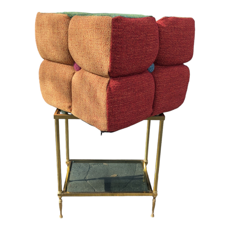 Mid century stool ottoman multi colour