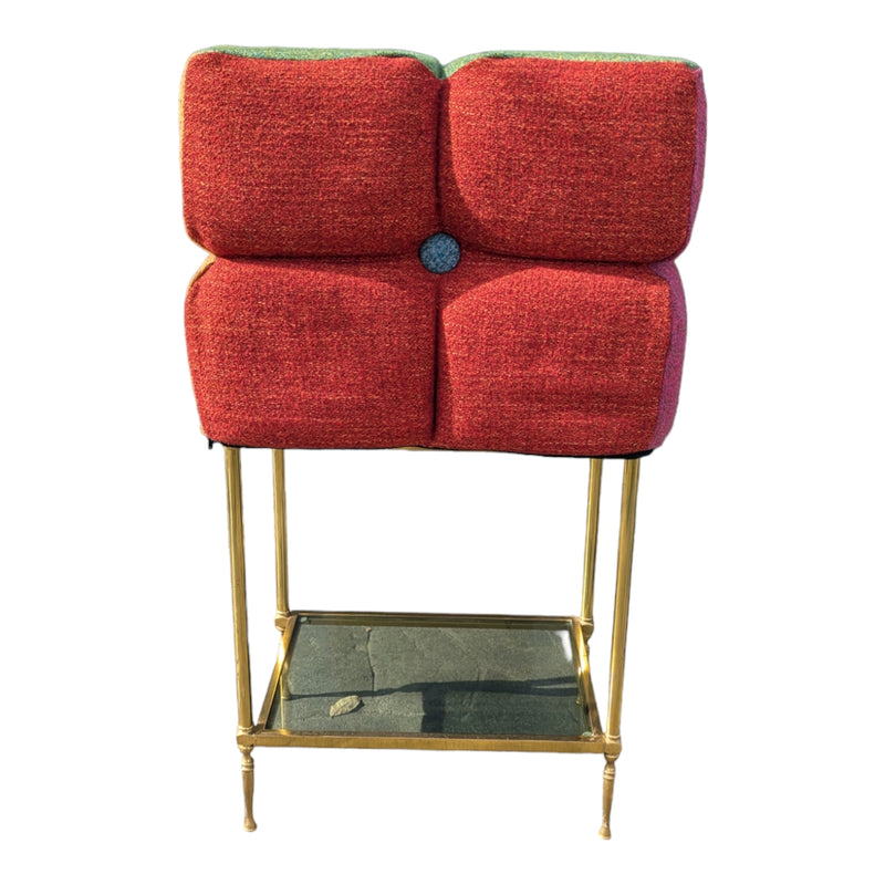 Mid century stool ottoman multi colour