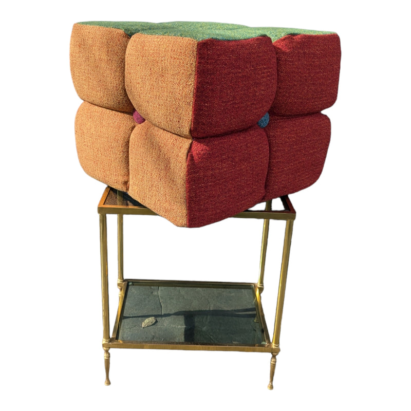 Mid century stool ottoman multi colour