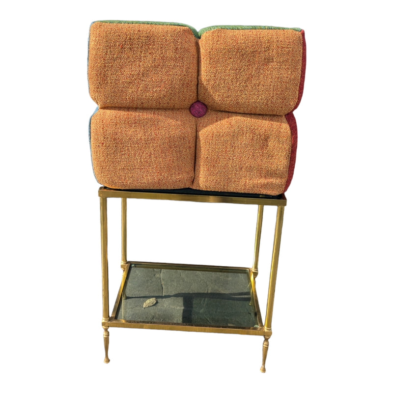 Mid century stool ottoman multi colour