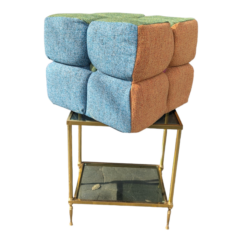 Mid century stool ottoman multi colour