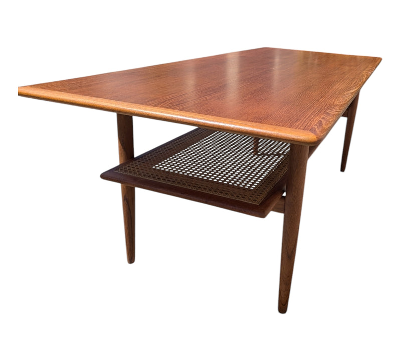 Pre order - Parker genuine original rattan table two tier vintage 1960s mcm large size