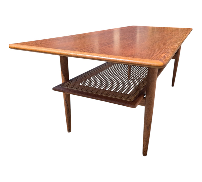 Pre order - Parker genuine original rattan table two tier vintage 1960s mcm large size
