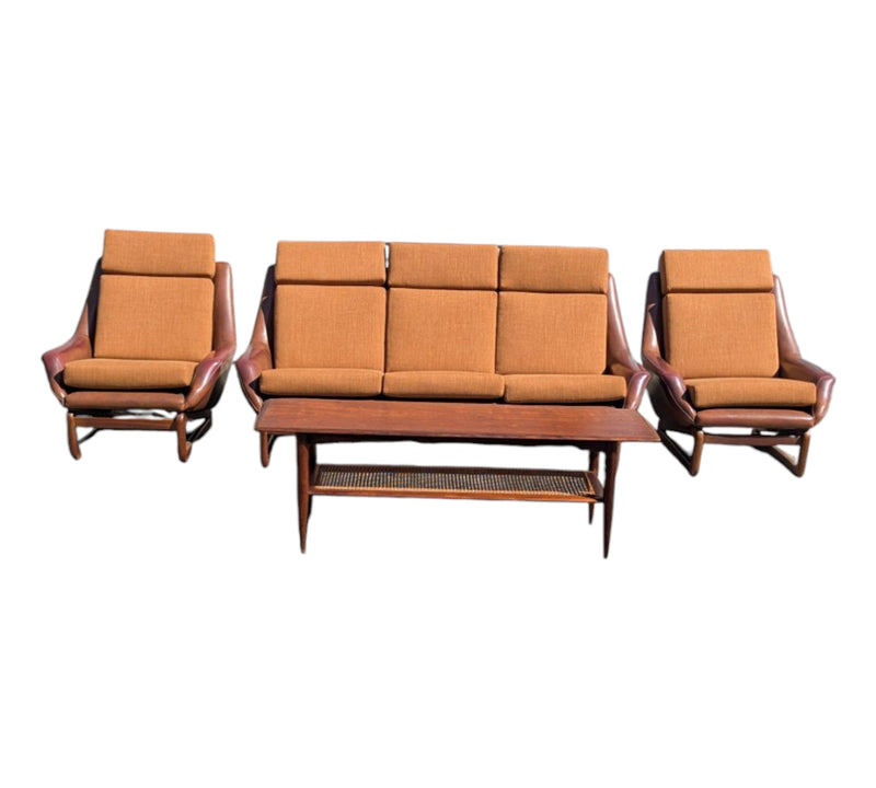 Restoration of Danish Deluxe Trina lounge suite set and alpha rattan coffee table