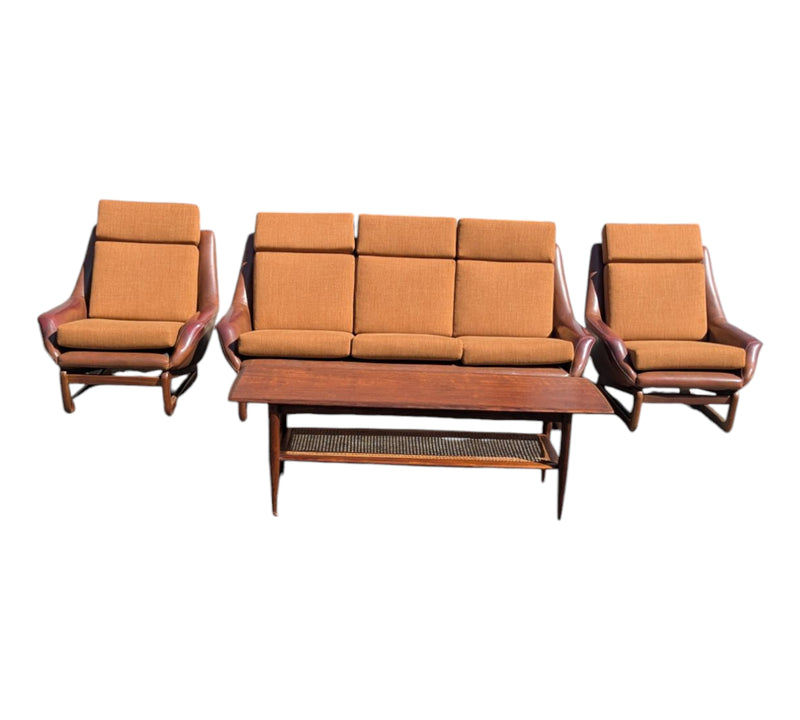 Restoration of Danish Deluxe Trina lounge suite set and alpha rattan coffee table