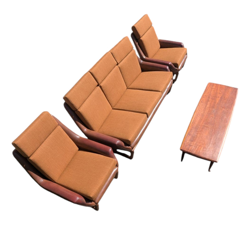 Restoration of Danish Deluxe Trina lounge suite set and alpha rattan coffee table