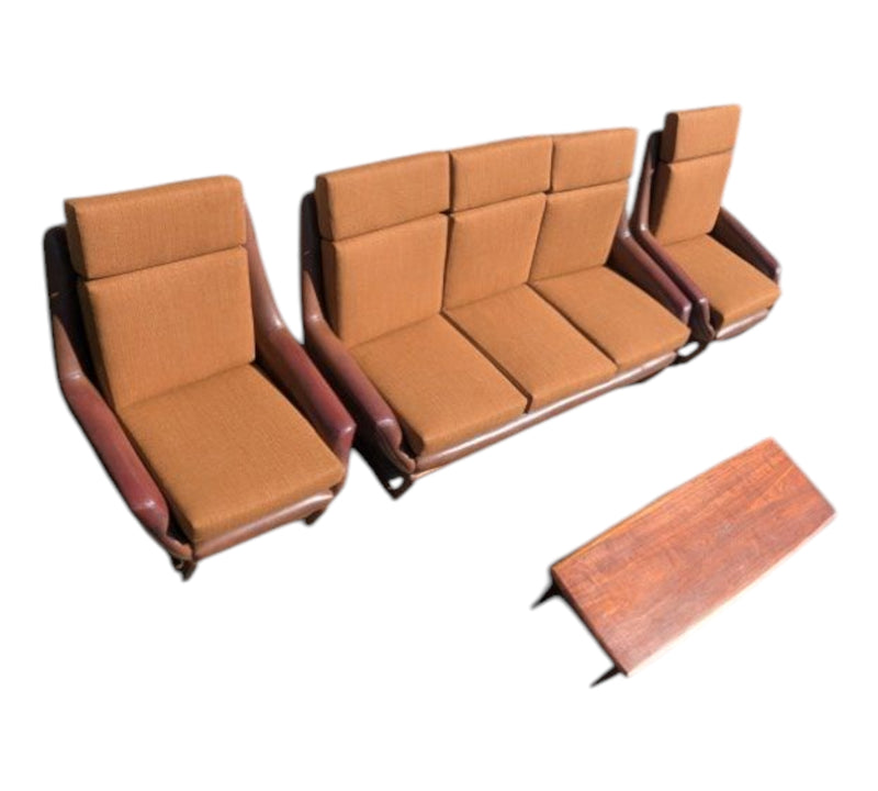 Restoration of Danish Deluxe Trina lounge suite set and alpha rattan coffee table