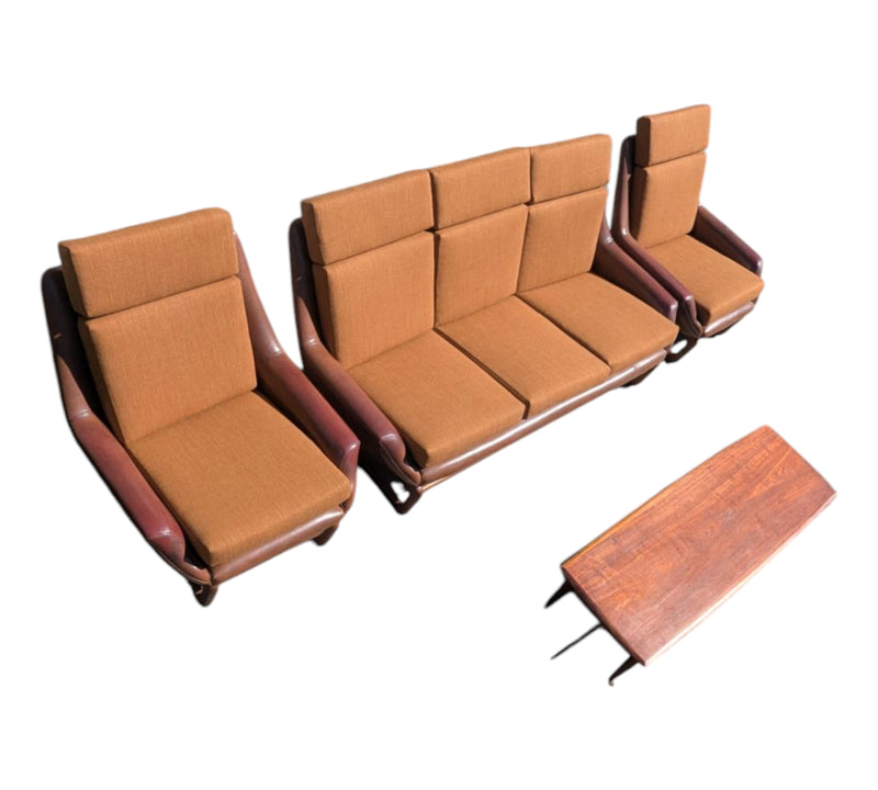Restoration of Danish Deluxe Trina lounge suite set and alpha rattan coffee table