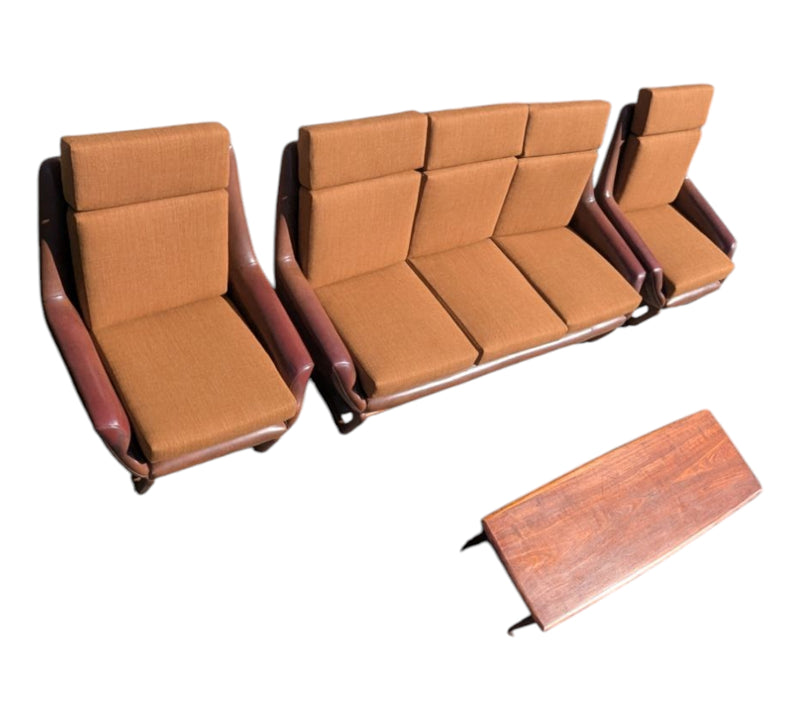 Restoration of Danish Deluxe Trina lounge suite set and alpha rattan coffee table