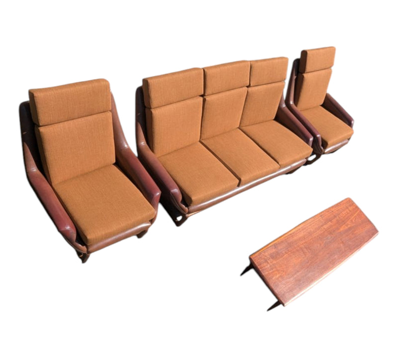 Restoration of Danish Deluxe Trina lounge suite set and alpha rattan coffee table