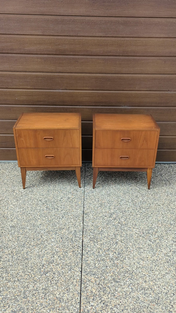 Parker style teak bedside tables pair 1960s