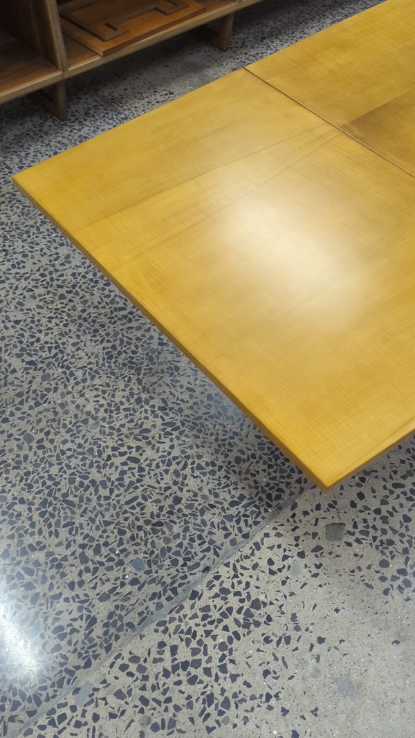 Authentic Rudowski dining table extendable curved tapered fully restored