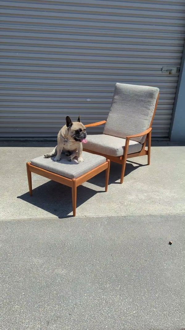 Parker single spring back restored MCM 1960s armchair matching ottoman