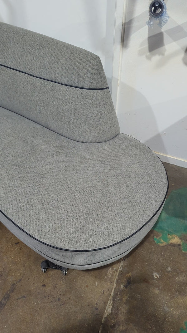 Authentic Rudowski couch 3m long curved 1960s original grey tweed fabric