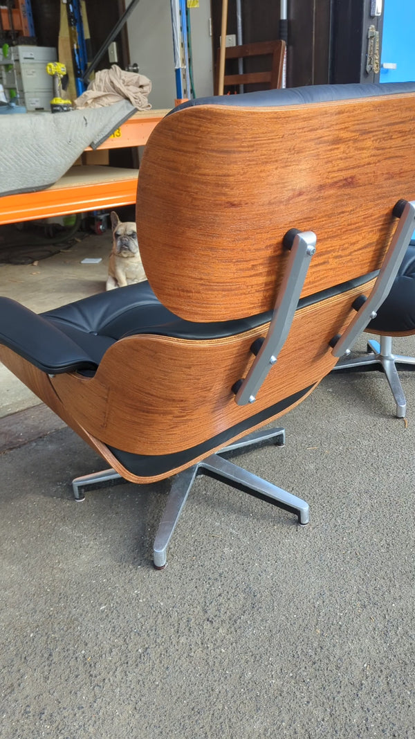 Restoration of single Eames chair with ottoman replica made in Philippines 1974 vintage