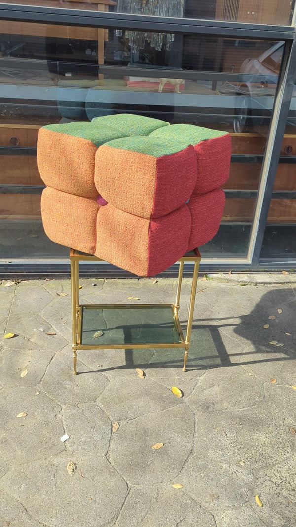 Mid century stool ottoman multi colour