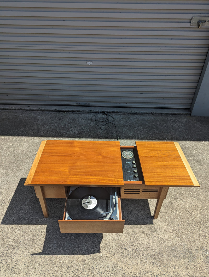 AWA cappuccino Radiogram mid century golden teak