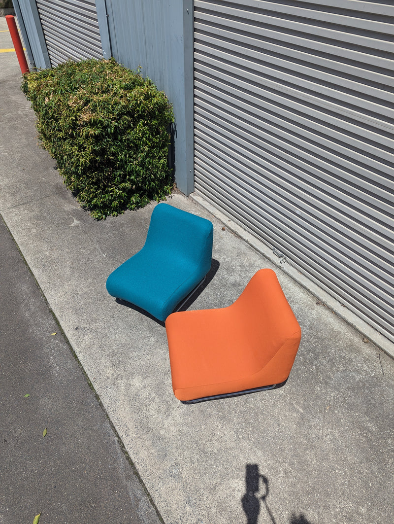 Vanderoza low sleigh foam armchair mid century orange