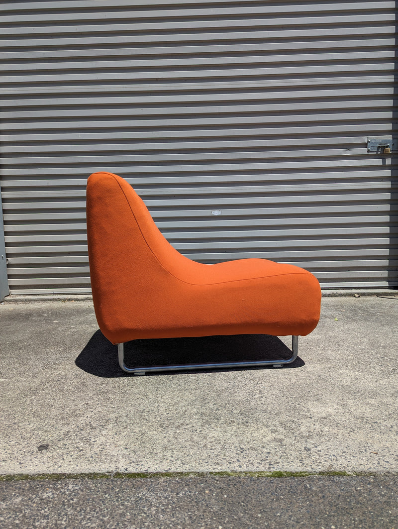 Vanderoza low sleigh foam armchair mid century orange