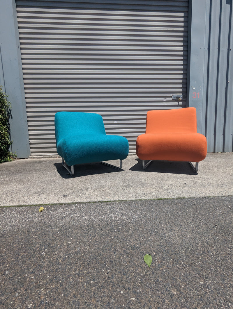 Vanderoza low sleigh foam armchair mid century orange