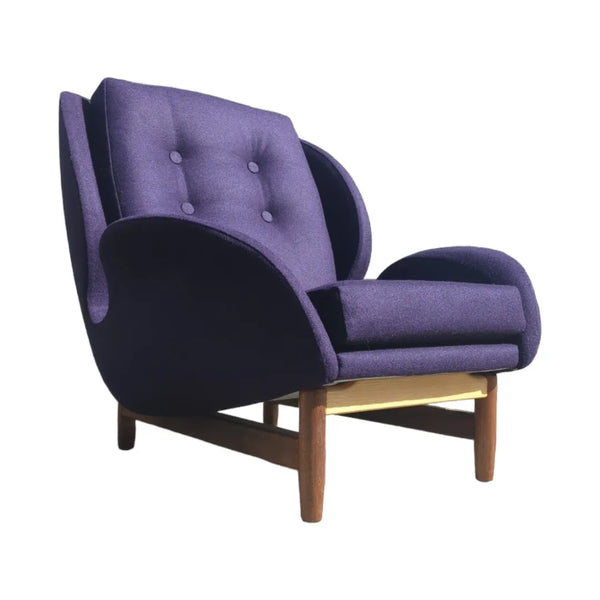 Single armchair Danish Deluxe Eros Swan chair fully restored purple Kvadrat wool