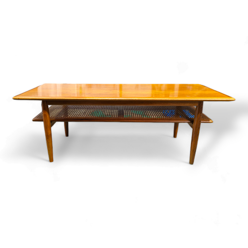 Pre order - Parker genuine rattan coffee table 2 tier vintage 1960s mcm med size