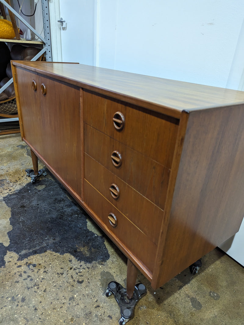 Parker Sideboard Authentic Nordic 1960s “Cats Eyes” Vintage teak MCM 2 door, 4 drawer version.