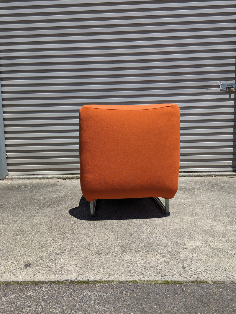 Vanderoza low sleigh foam armchair mid century orange