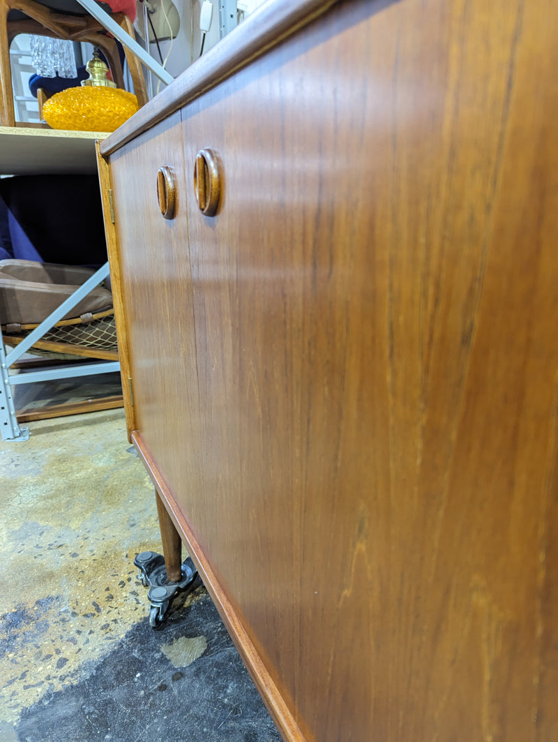Parker Sideboard Authentic Nordic 1960s “Cats Eyes” Vintage teak MCM 2 door, 4 drawer version.
