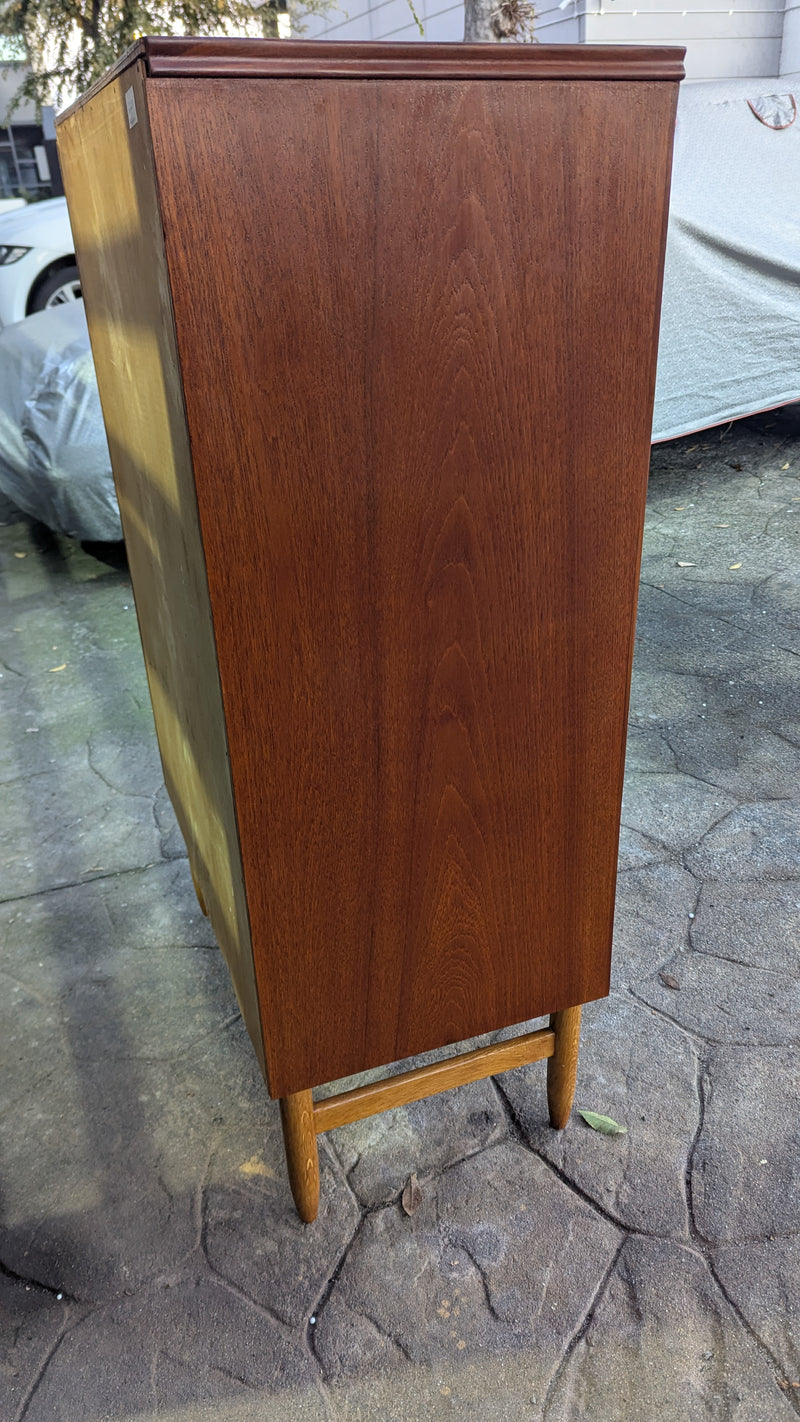 Danish vintage MCM 1960s tallboy fully restored chest of drawers