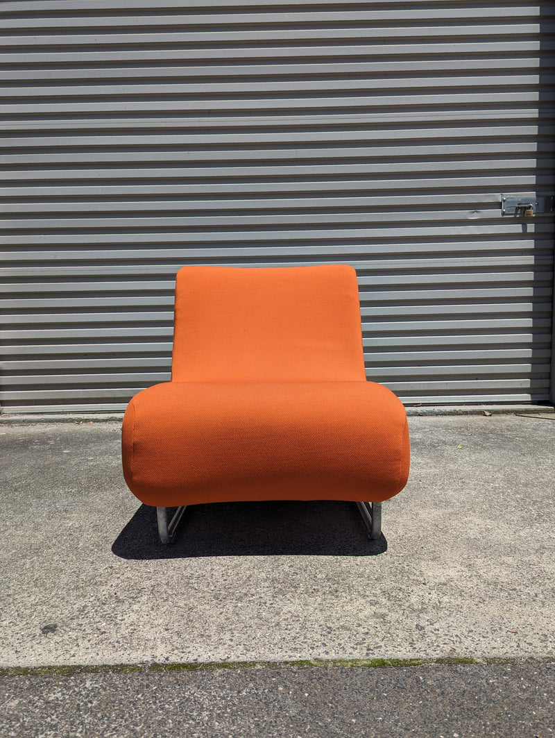 Vanderoza low sleigh foam armchair mid century orange