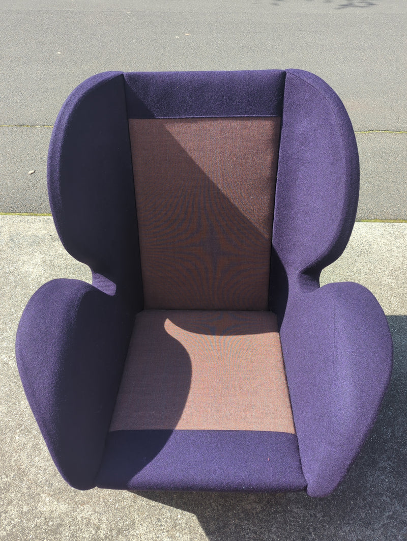 Single armchair Danish Deluxe Eros Swan chair fully restored purple Kvadrat wool