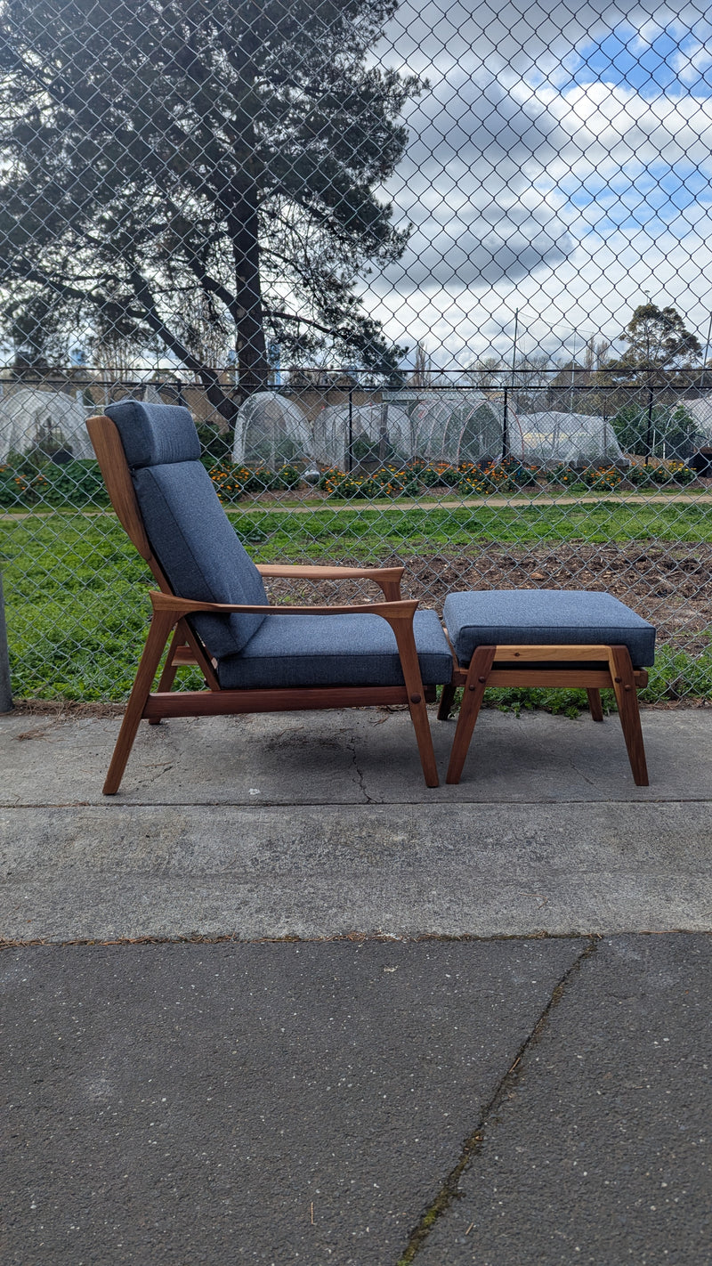 Pre - order: Danish Deluxe paddle high back armchairs Inga restored Zepel fabric boucle teak