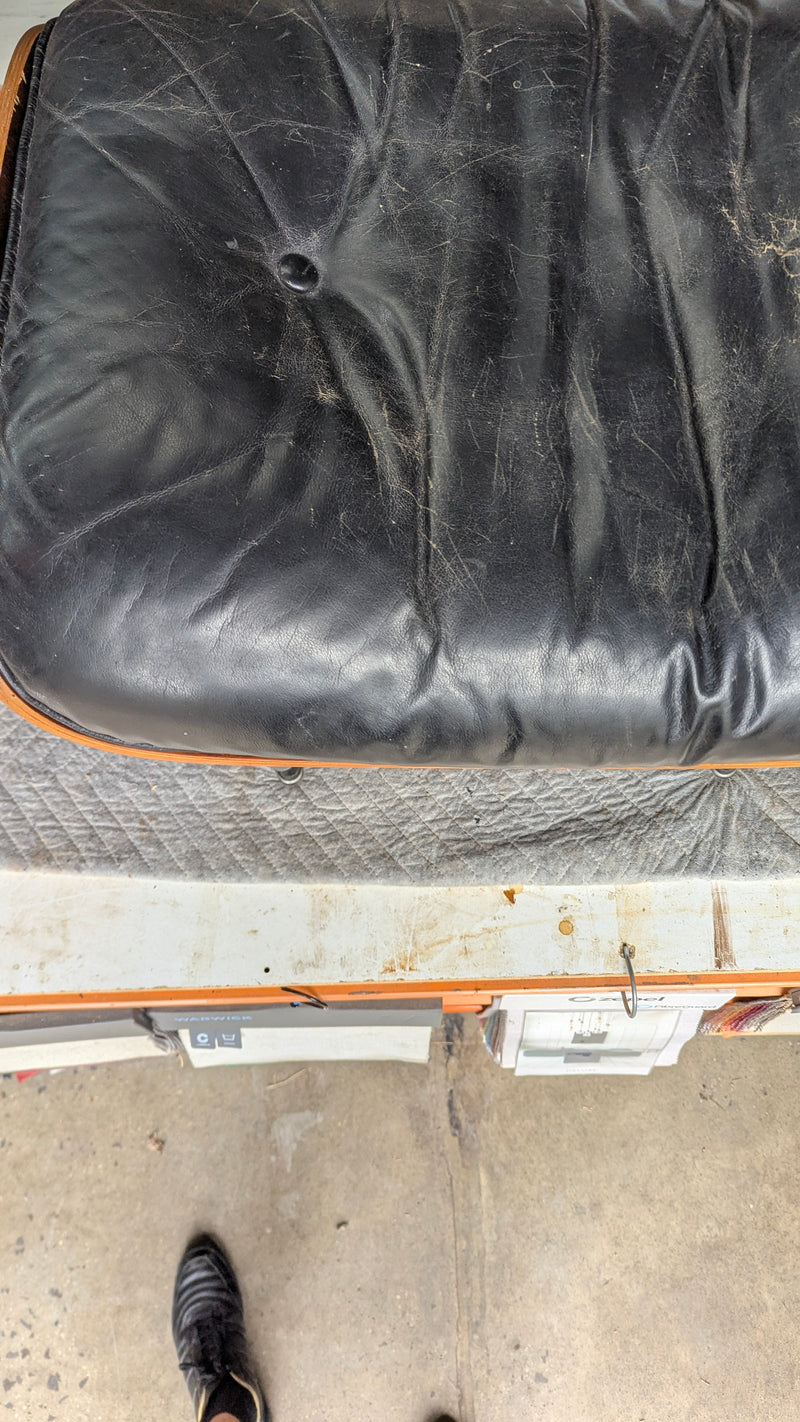 Restoration of original Charles Eames pair of armchairs and ottoman original Herman Miller 1970s