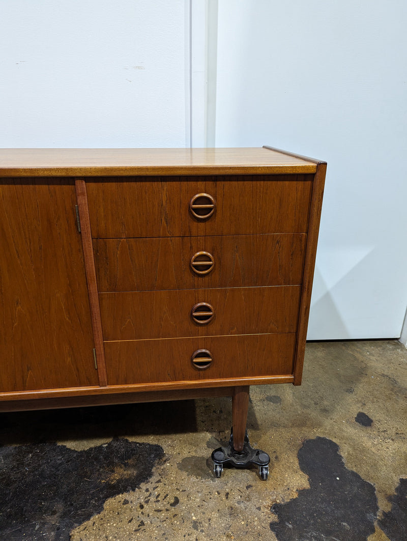 Parker Sideboard Authentic Nordic 1960s “Cats Eyes” Vintage teak MCM 2 door, 4 drawer version.