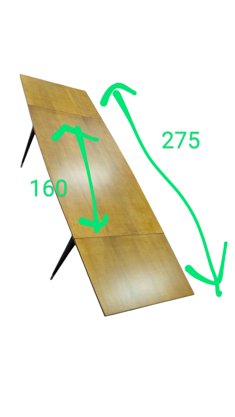 Authentic Rudowski dining table extendable curved tapered fully restored