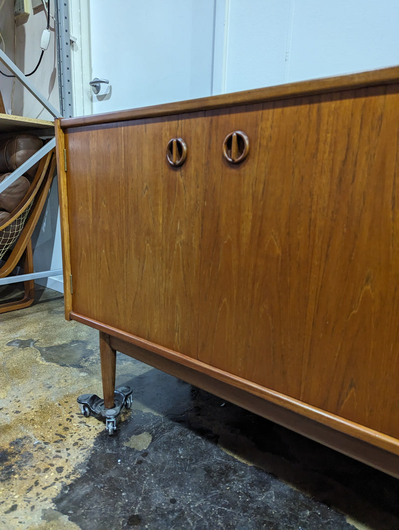 Parker Sideboard Authentic Nordic 1960s “Cats Eyes” Vintage teak MCM 2 door, 4 drawer version.