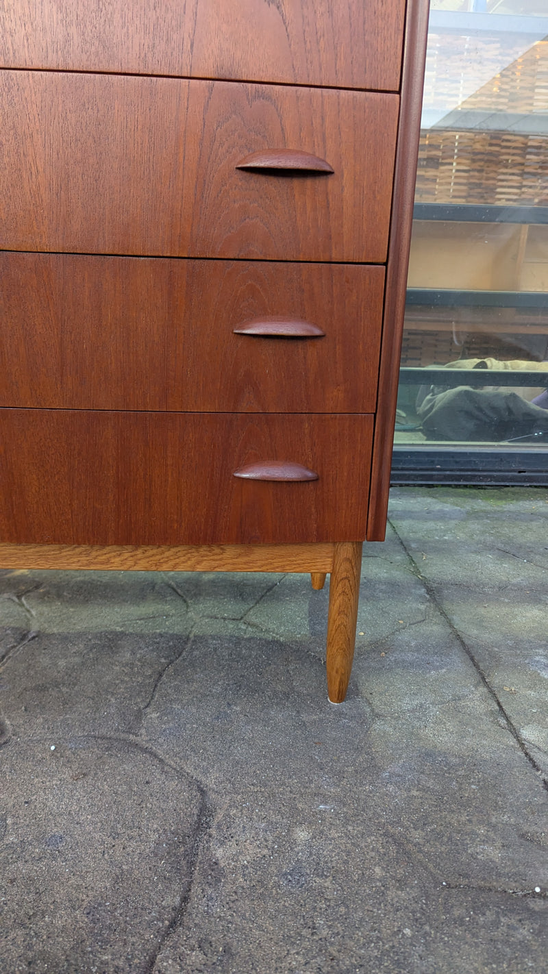 Danish vintage MCM 1960s tallboy fully restored chest of drawers