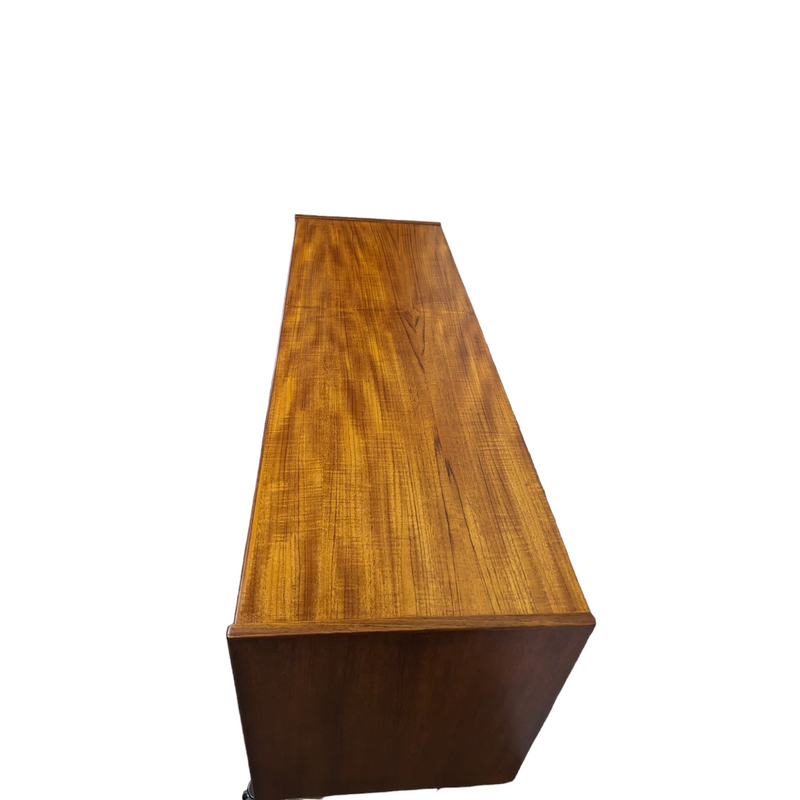 Parker Sideboard Authentic Nordic 1960s “Cats Eyes” Vintage teak MCM 2 door, 4 drawer version.