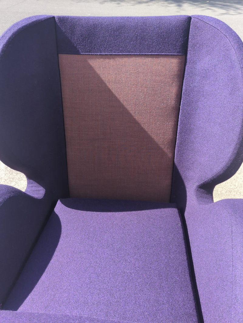 Single armchair Danish Deluxe Eros Swan chair fully restored purple Kvadrat wool
