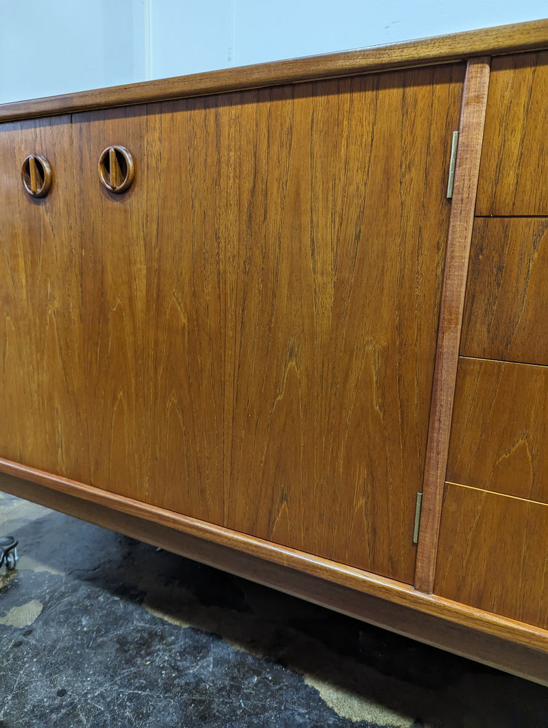 Parker Sideboard Authentic Nordic 1960s “Cats Eyes” Vintage teak MCM 2 door, 4 drawer version.