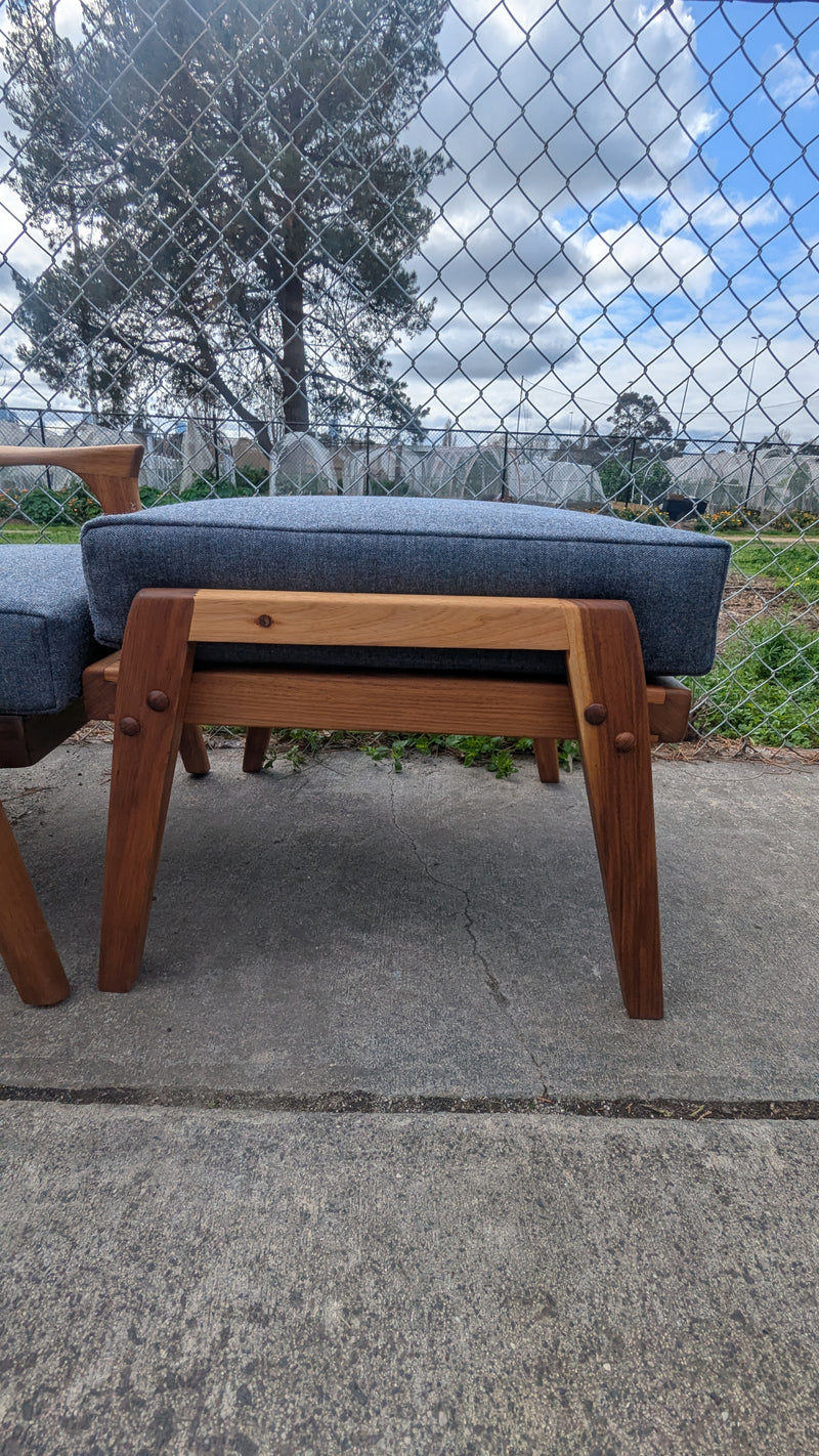 Pre - order: Danish Deluxe paddle high back armchairs Inga restored Zepel fabric boucle teak
