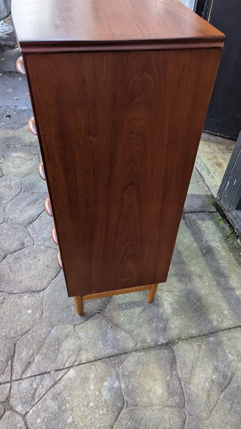 Danish vintage MCM 1960s tallboy fully restored chest of drawers