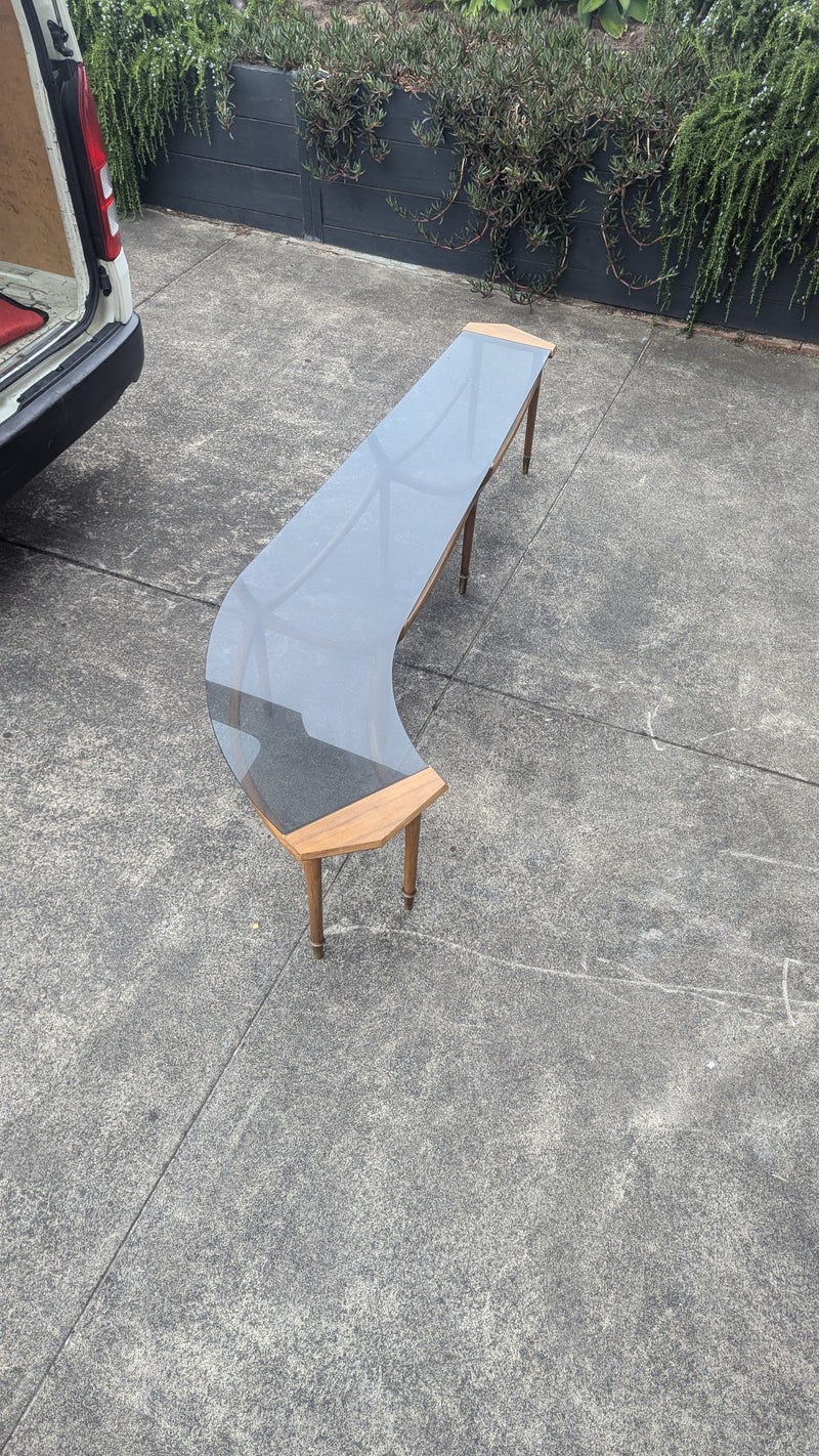 Coffee table blackbean timber boomerang shaped