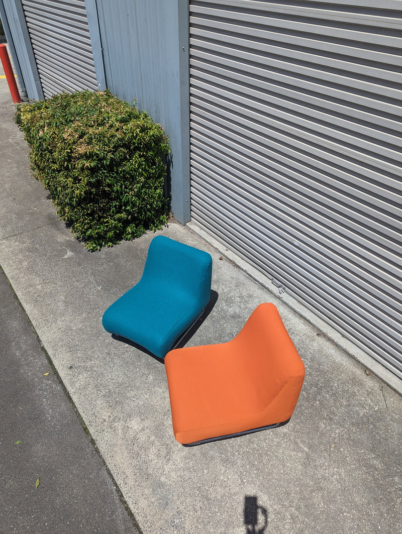 Vanderoza low sleigh foam armchair mid century orange