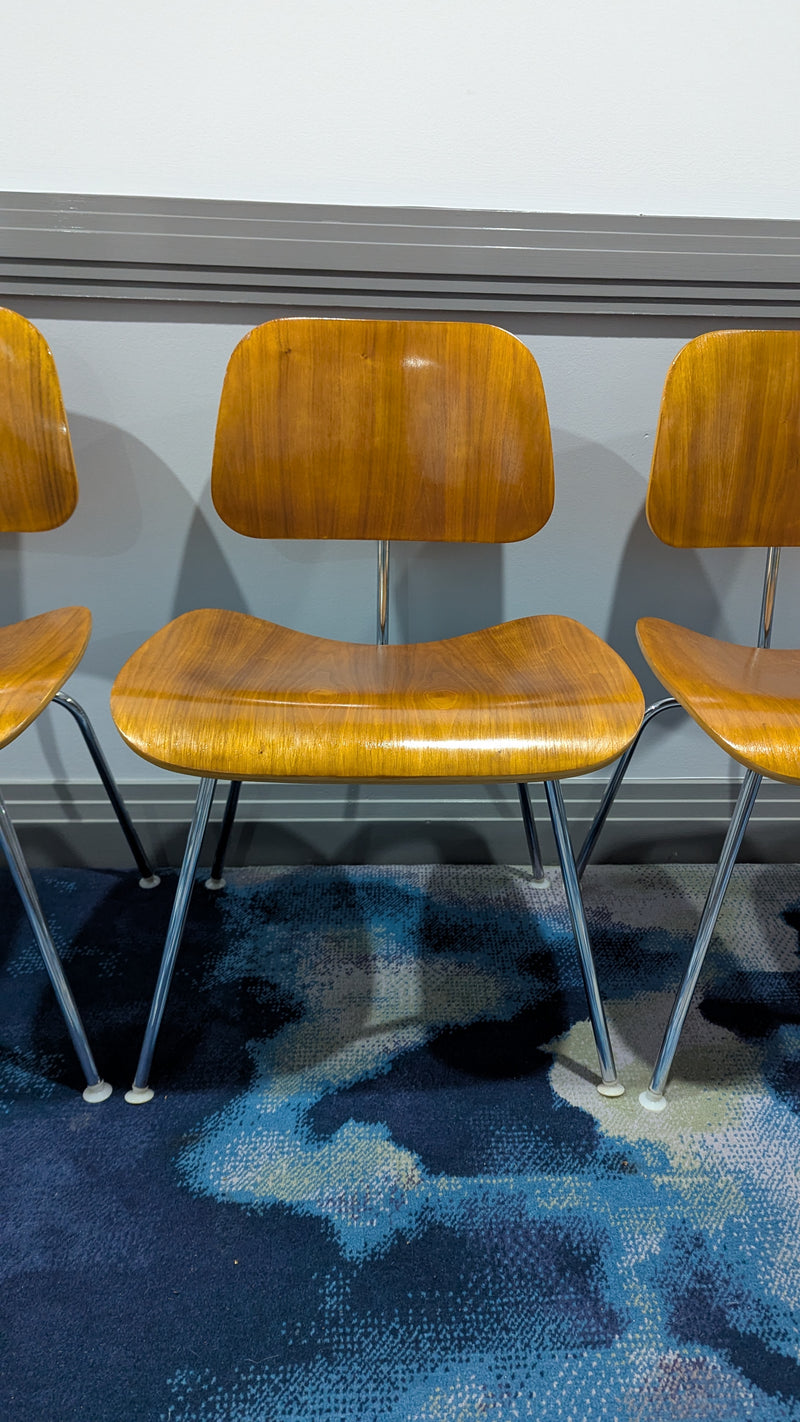 Restoration of original Eames Moulded Plywood DCM Dining Chairs with Metal Base
