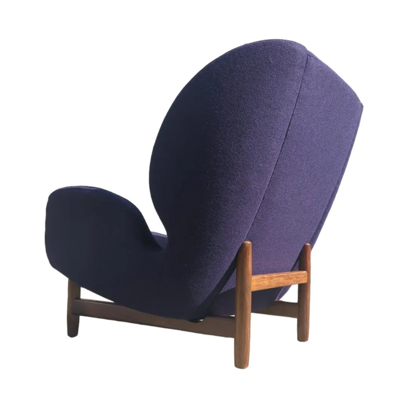 Single armchair Danish Deluxe Eros Swan chair fully restored purple Kvadrat wool