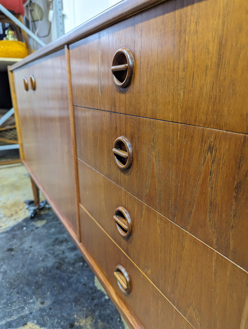 Parker Sideboard Authentic Nordic 1960s “Cats Eyes” Vintage teak MCM 2 door, 4 drawer version.