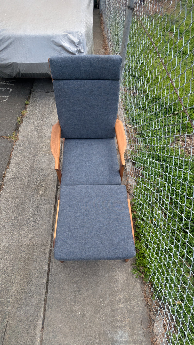 Pre - order: Danish Deluxe paddle high back armchairs Inga restored Zepel fabric boucle teak
